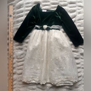Rose Cottage Green Velvet and White Lace Dress